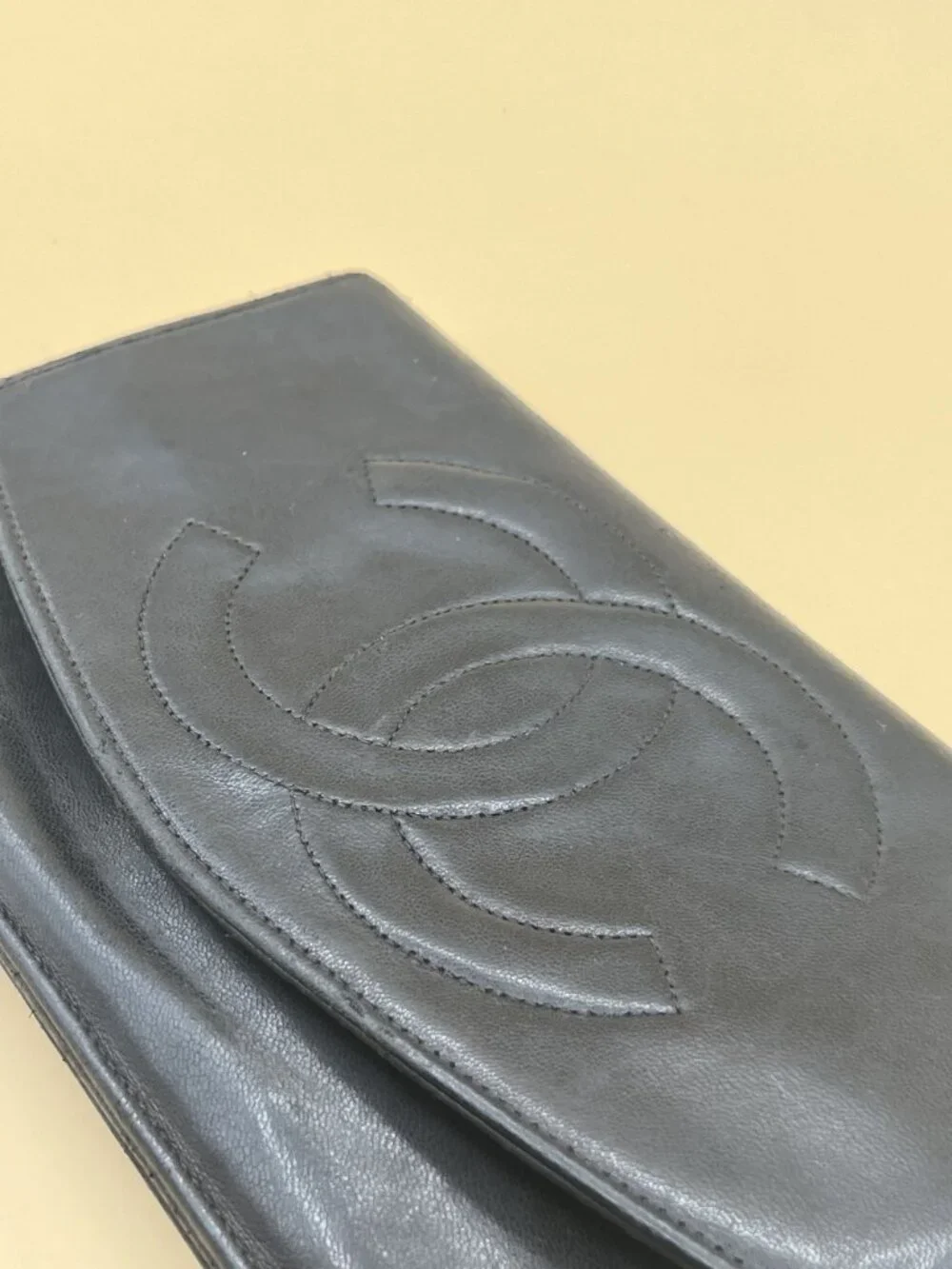 Chanel Timeless CC Long Flap Wallet Black Lambskin Leather with Authenticity Car
